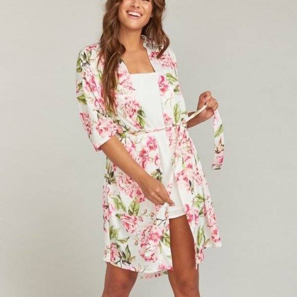 Show Me Your MuMu robe O/S Brie Garden Of Blooms floral rose print open front - Picture 15 of 16